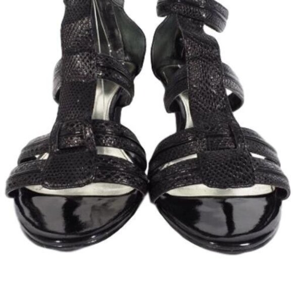 Alfani Sandal Pump Size 9.5 M Women Open Toe Ankle Strap Zip Textured Black - Picture 7 of 9